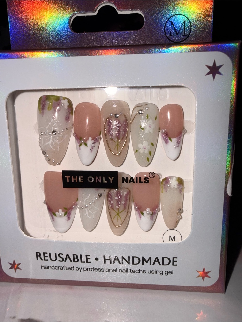 The Only Nails Floral Pink & White Press-On Set